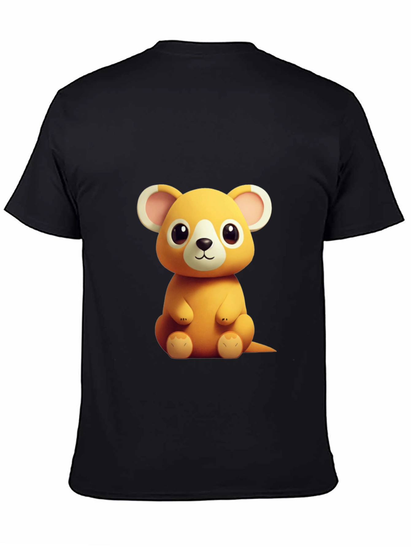 Black Cute Cartoon Mouse Graphic Tee - Soft Black Cotton Shirt view 4