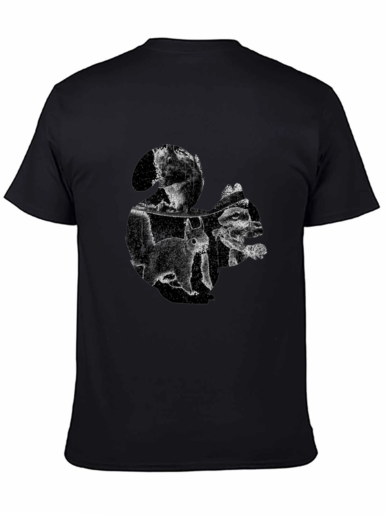 Black Squirrel Silhouette Men's T-Shirt - Black Cotton view 4