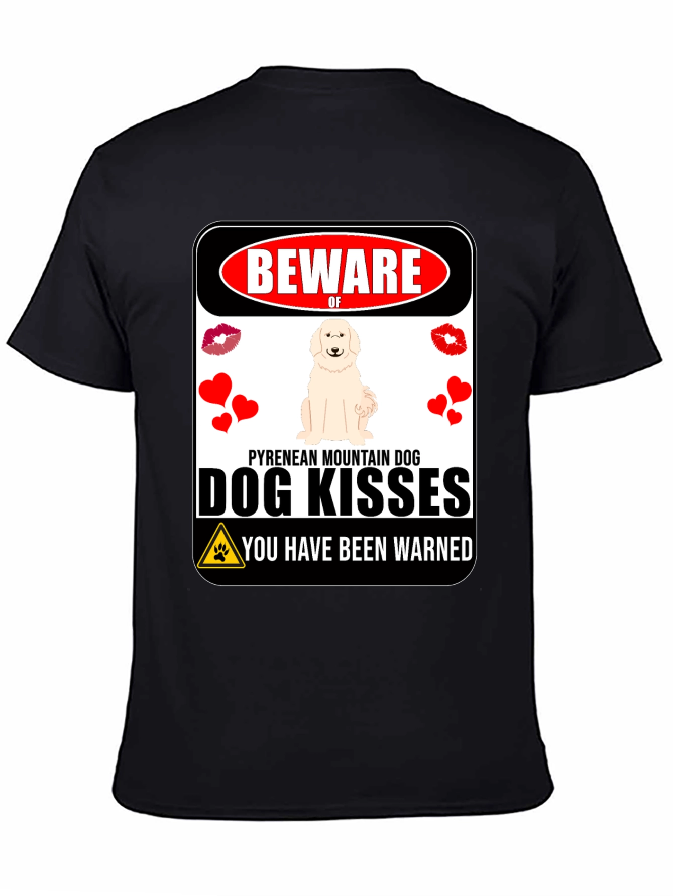 Black Beware of Dog Kisses T-Shirt view 4