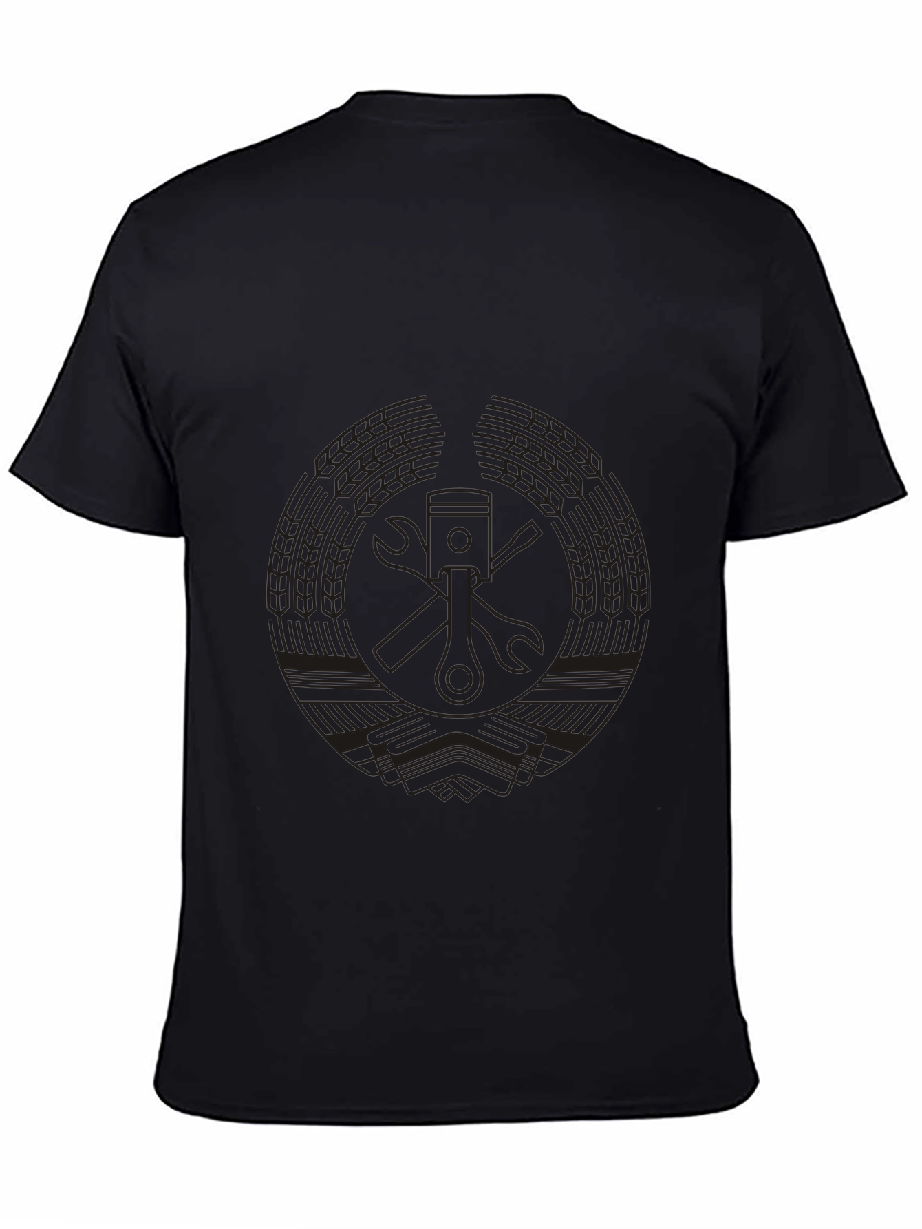 Black Men's Black Graphic Tee - Mechanic Piston view 4