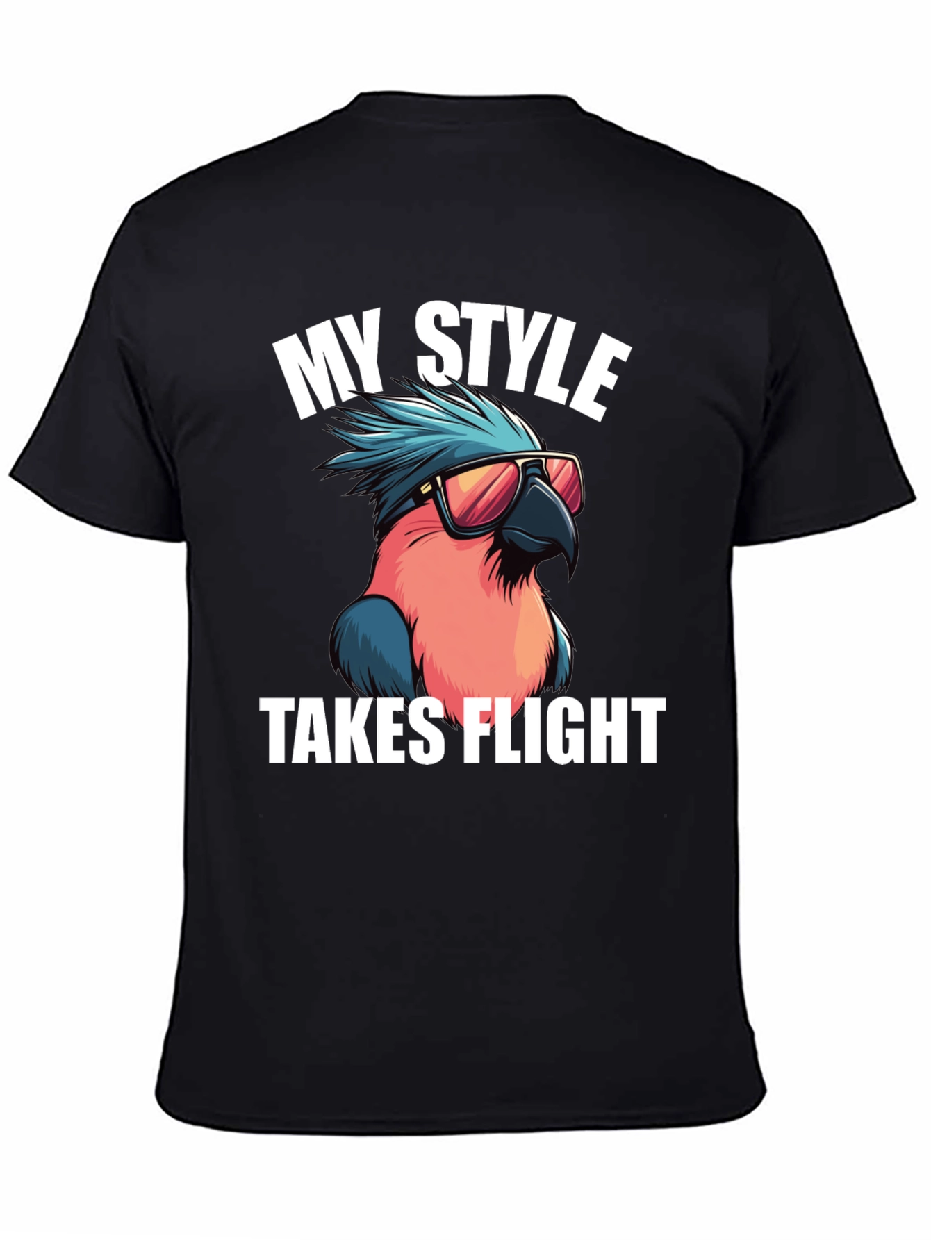 Black Cool Parrot T-Shirt: My Style Takes Flight view 4