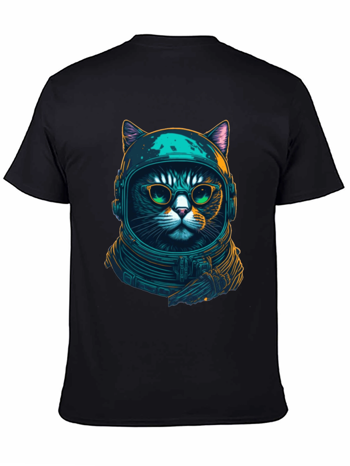 Black Cosmic Cat T-Shirt - Astronaut Kitty Design view 4