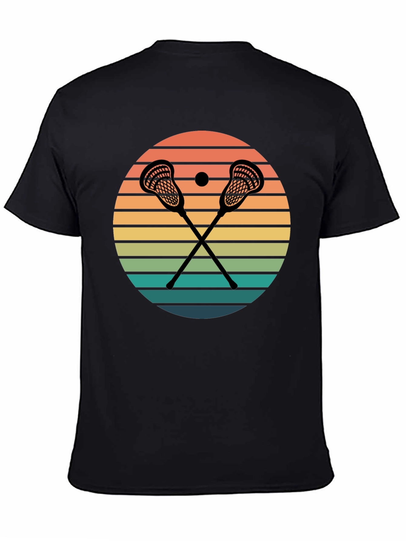 Black Lacrosse Sunset Graphic T-Shirt view 4