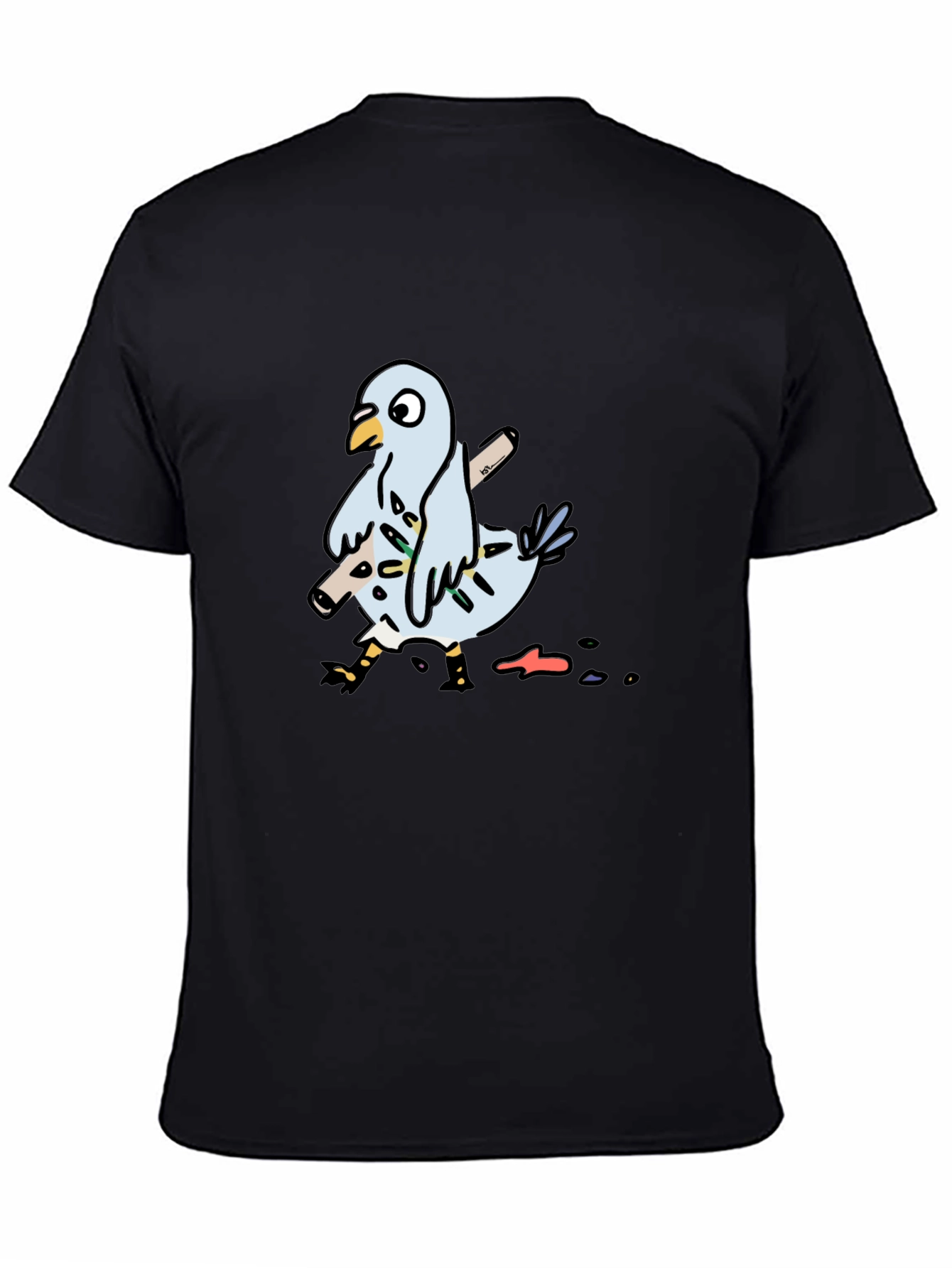 Black Pigeon Graphic Tee - Funny Bird T-Shirt view 4