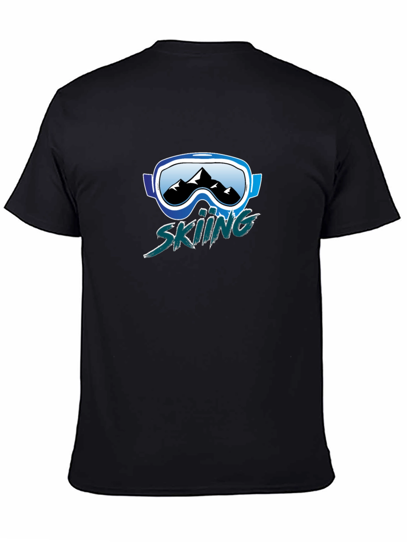 Black Skiing Graphic Tee - Mountain Goggles Design view 4