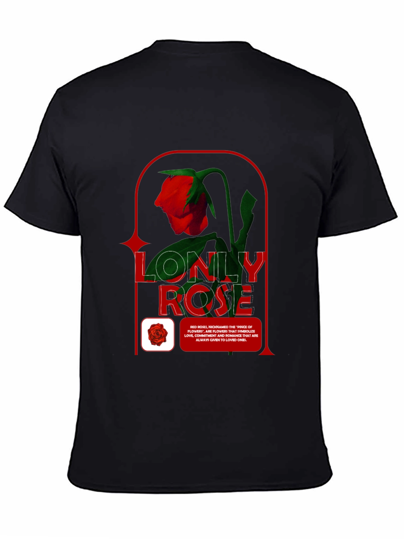Black Lonely Rose Graphic Tee - Stylish Casual Wear view 4