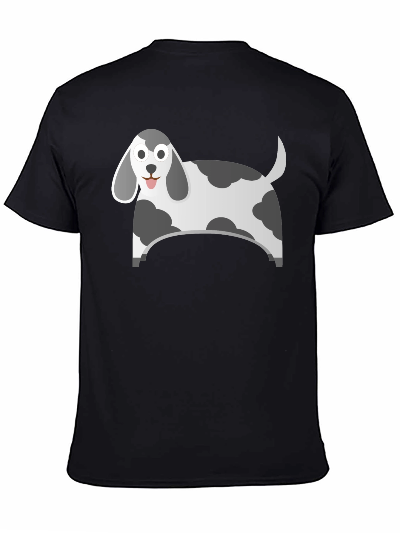 Black Cartoon Dog Graphic Tee - Black Cotton Blend view 4