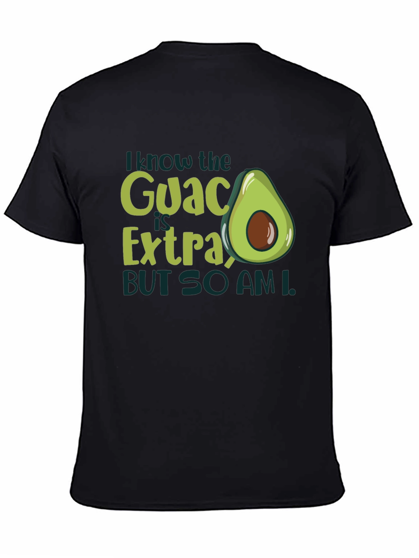 Black I Know The Guac Is Extra Avocado T-Shirt view 4