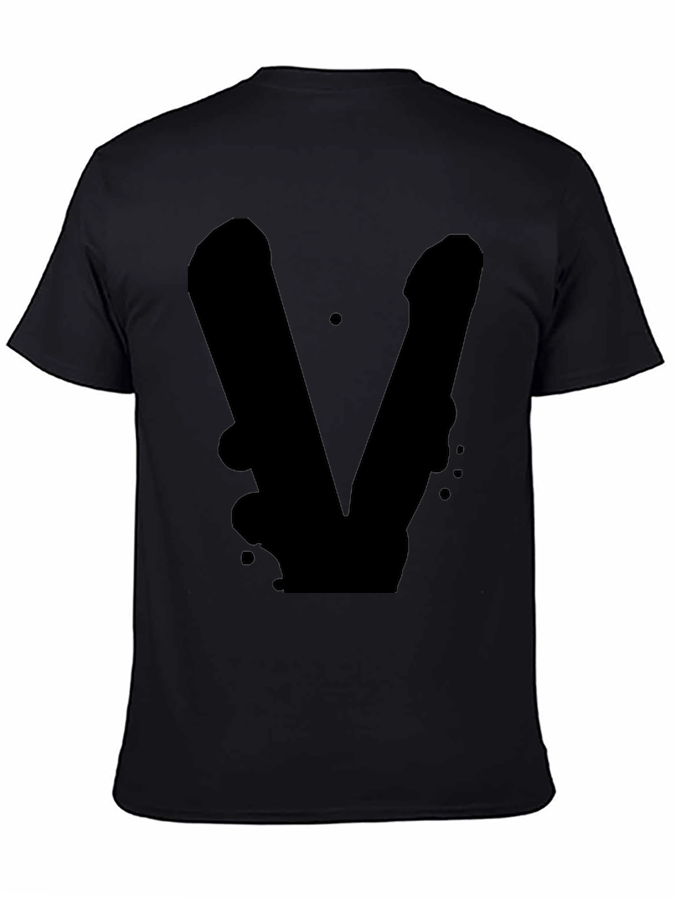 Black Black T-Shirt with Abstract V Design view 4