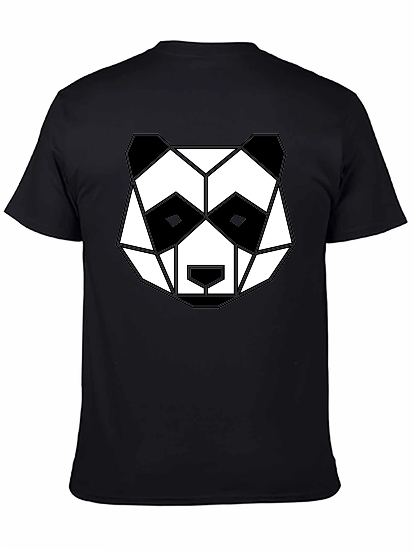 Black Geometric Panda Graphic Tee - Black view 4