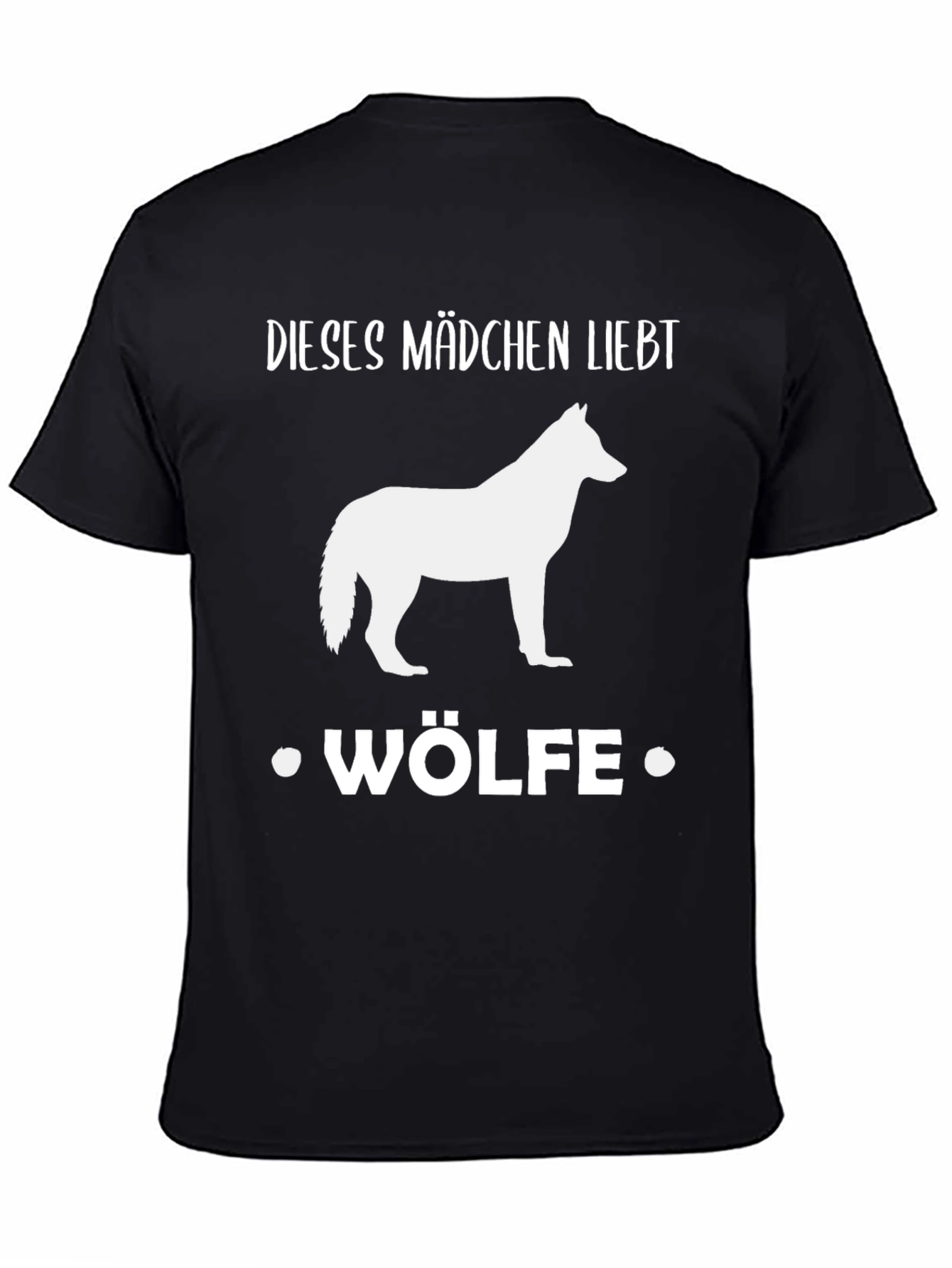 Black Wolf Lover Tee: Dieses Mädchen Liebt Wölfe Shirt view 4