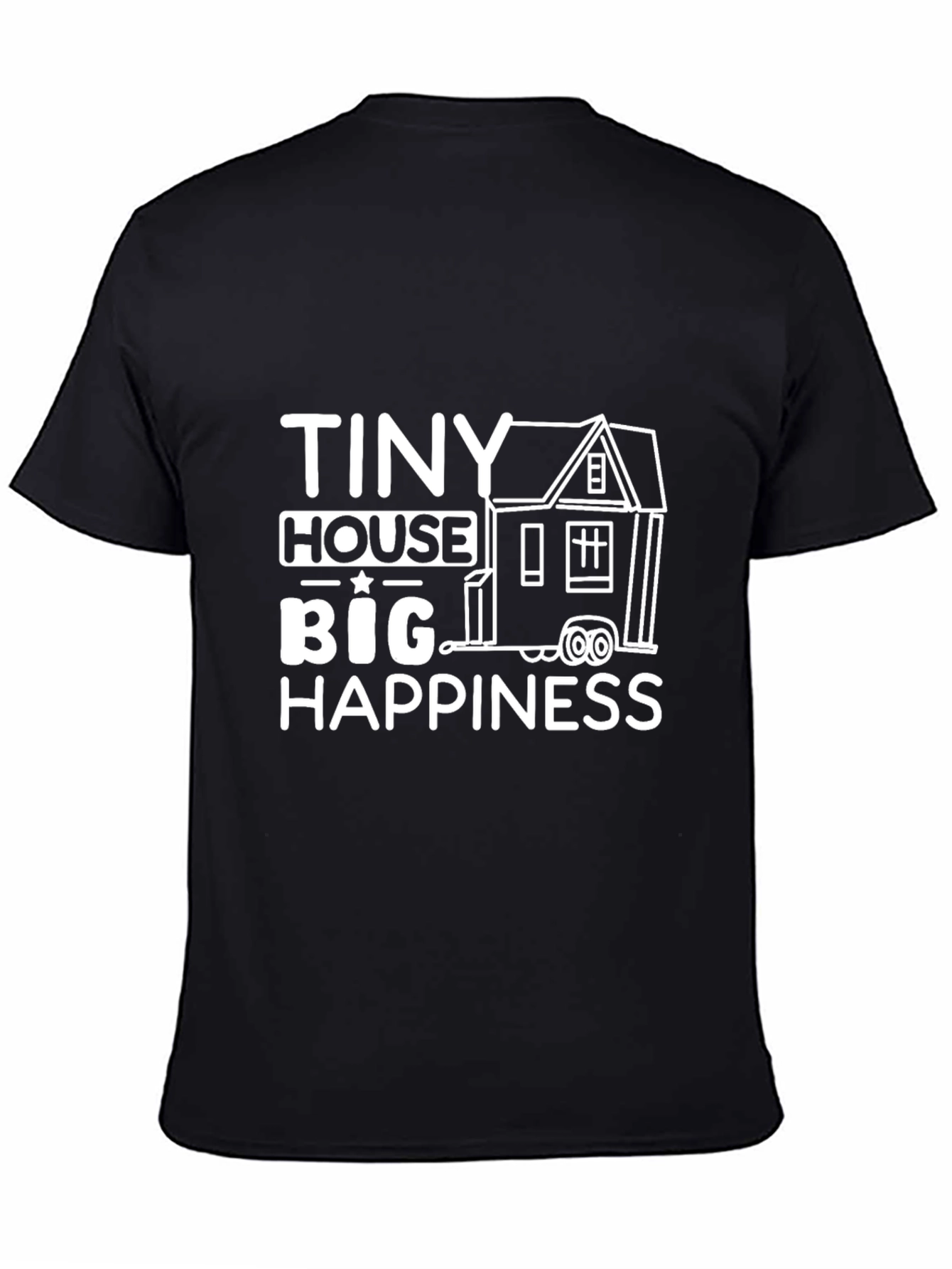 Black Tiny House Big Happiness Graphic Tee view 4