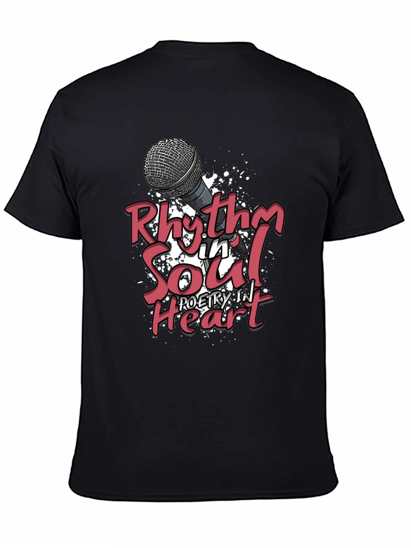 Black Rhythm in Soul Poetry Heart Graphic T-Shirt view 4