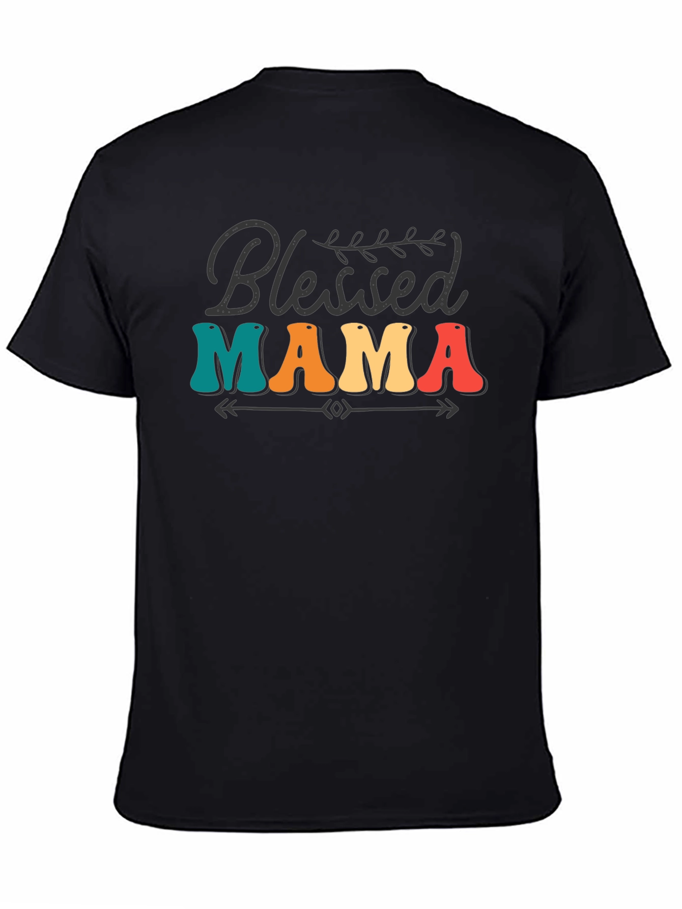 Black Blessed Mama Retro Graphic Tee view 4