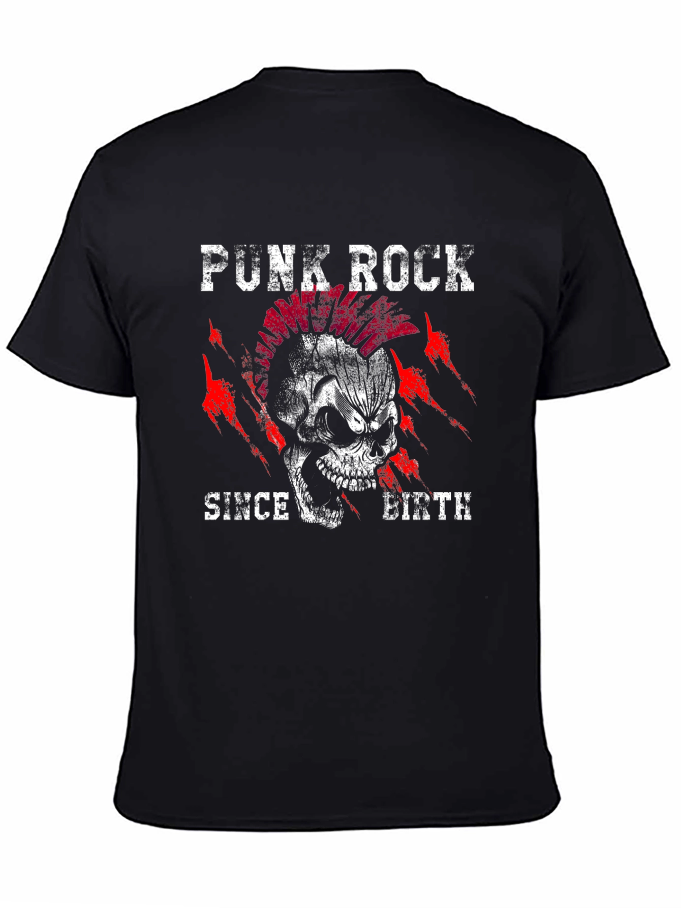 Black Punk Rock Skull Graphic Tee view 4