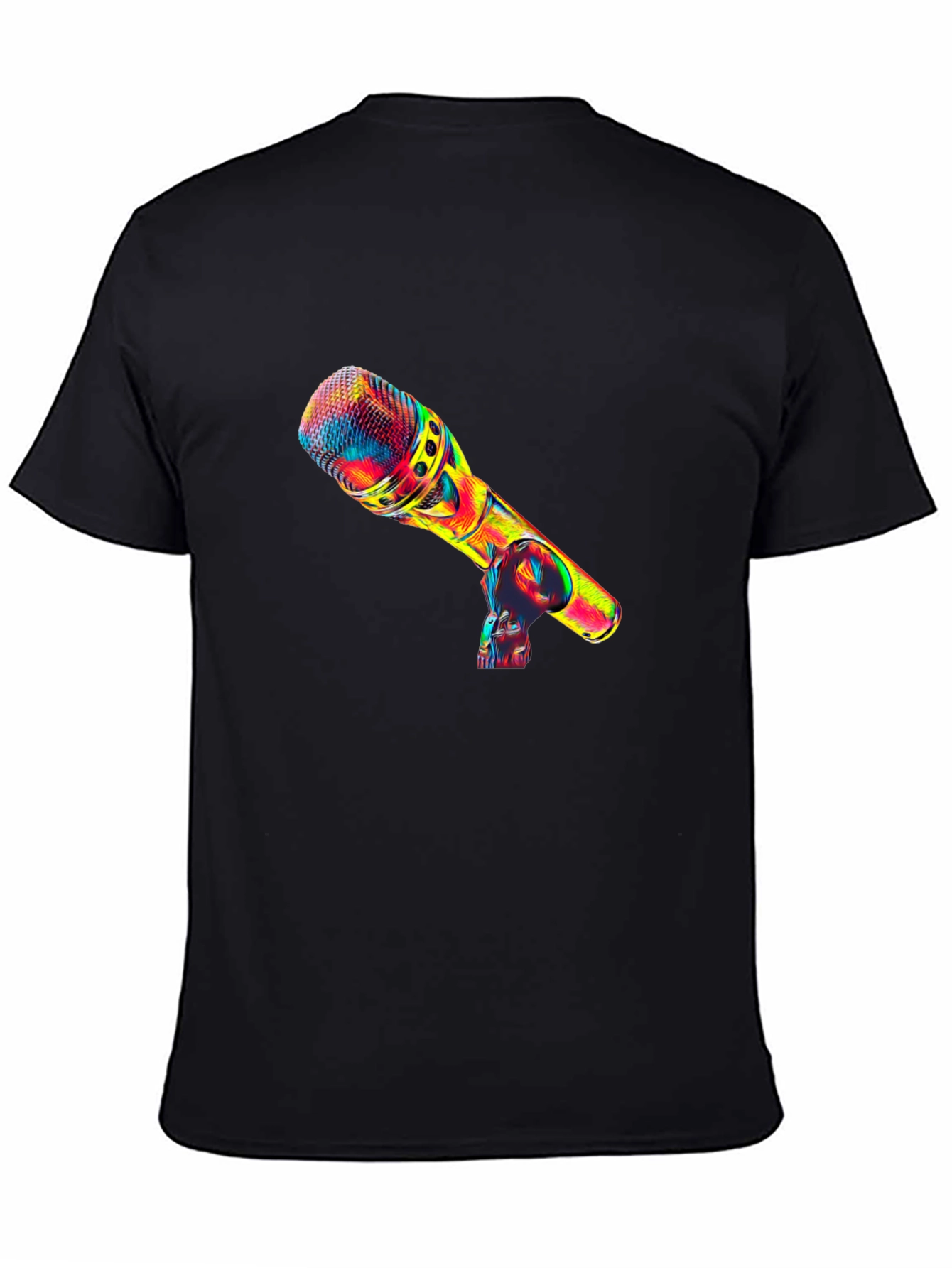 Black Colorful Microphone Graphic Tee view 4