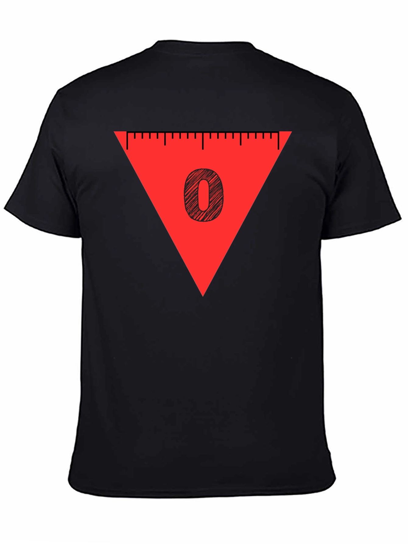 Black Red Triangle '0' Graphic Tee - Soft Cotton Blend, Casual Style view 4
