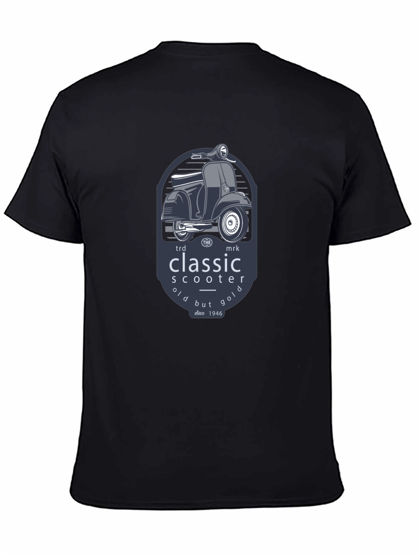 Black Classic Scooter T-Shirt - Vintage Style view 4