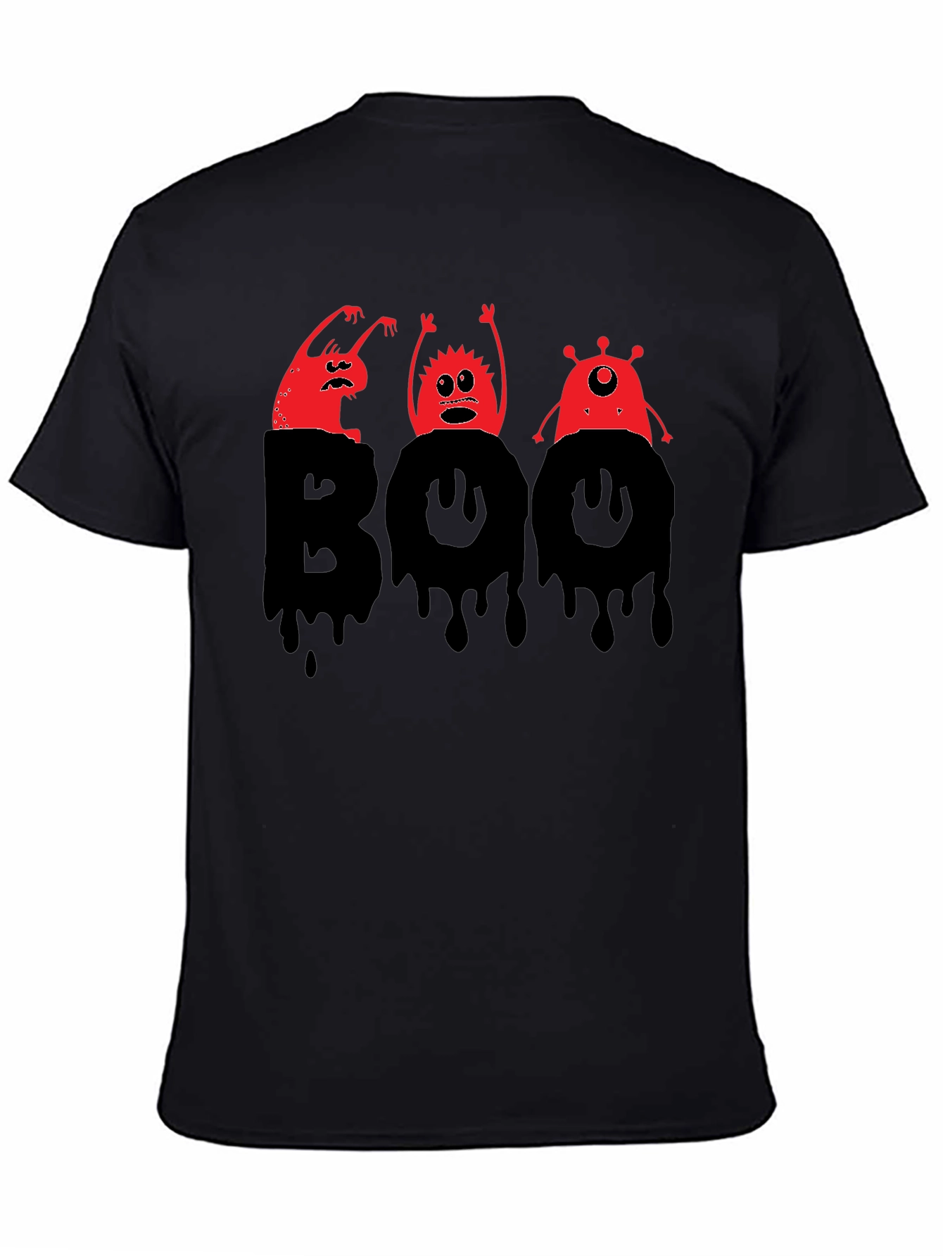 Black Halloween Boo Monster Graphic T-Shirt view 4