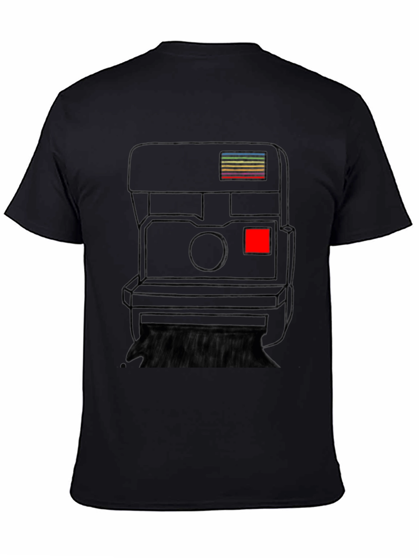 Black Retro Camera Graphic Tee - Black Cotton T-Shirt view 4