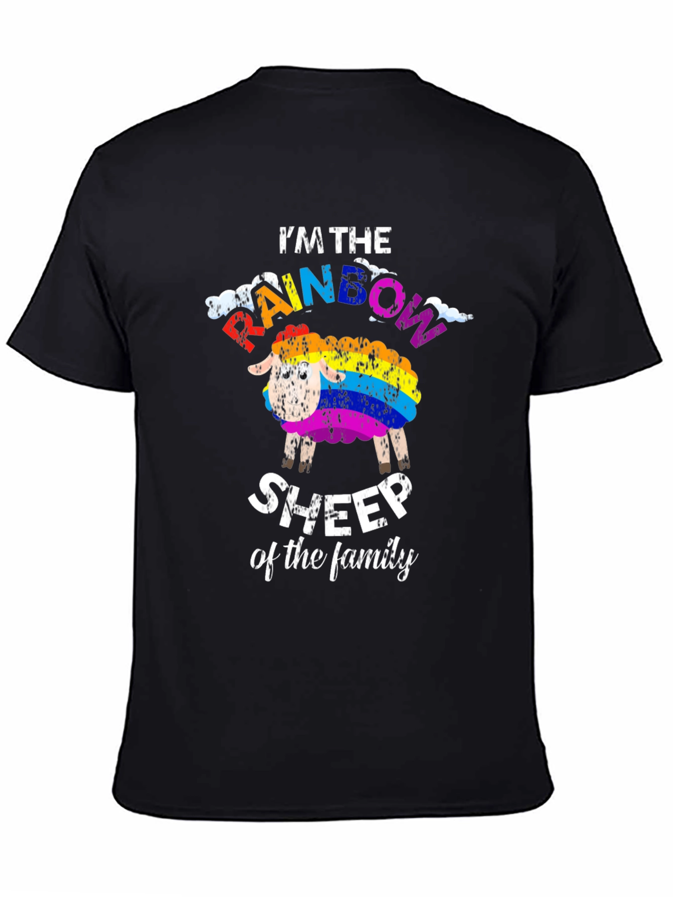 Black Rainbow Sheep T-Shirt: Unique Family Pride Apparel view 4