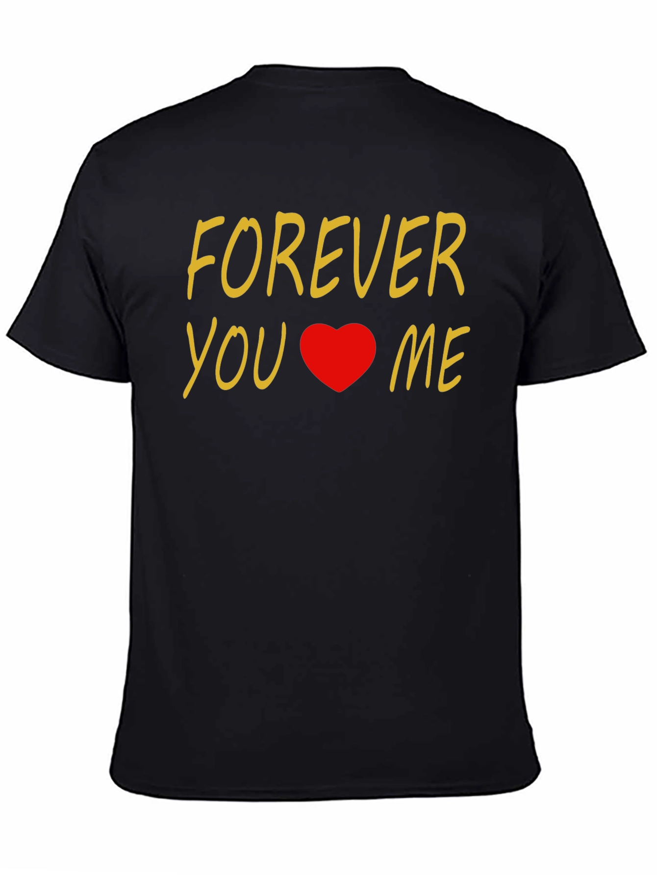 Black Forever You & Me Heart Graphic Black T-Shirt view 4
