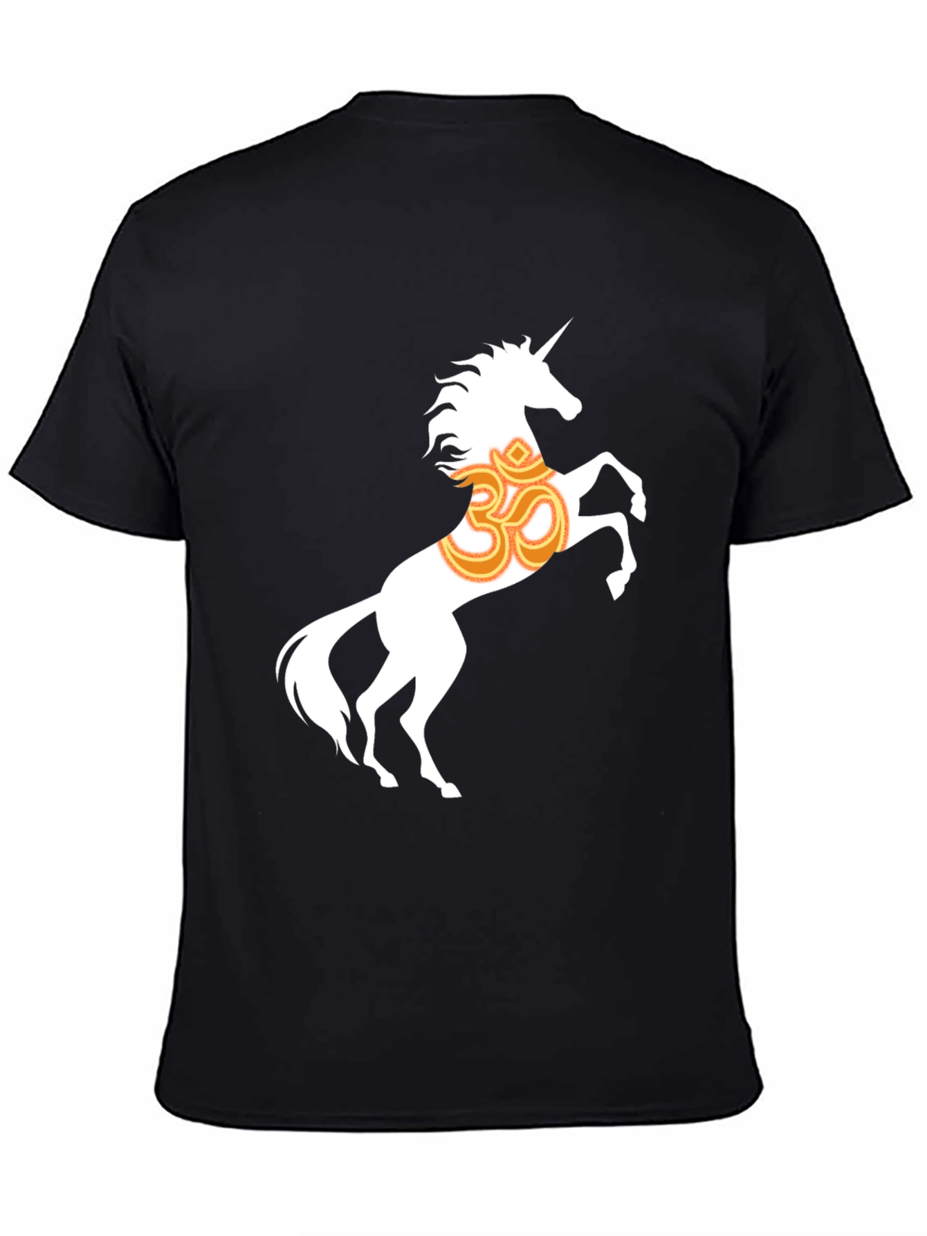 Black Unicorn Om Graphic T-Shirt - Black Cotton Blend view 4