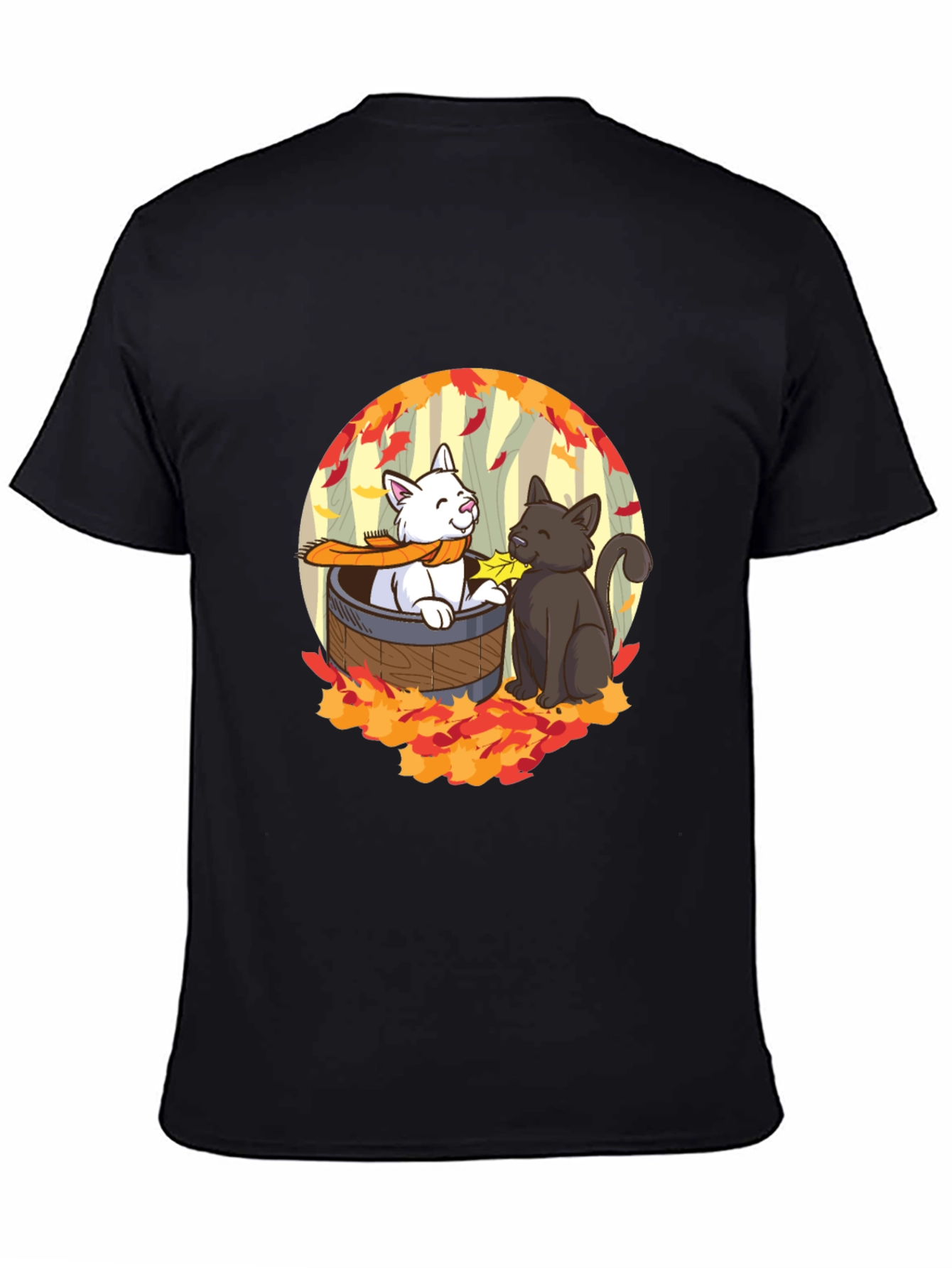 Black Autumn Cats T-Shirt - Cute Fall Design view 4