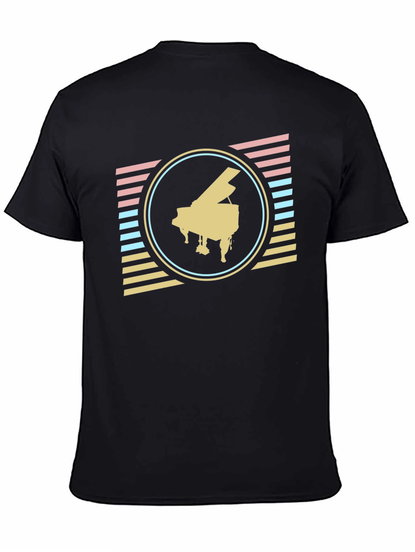 Black Retro Piano T-Shirt - Vintage Musical Style view 4