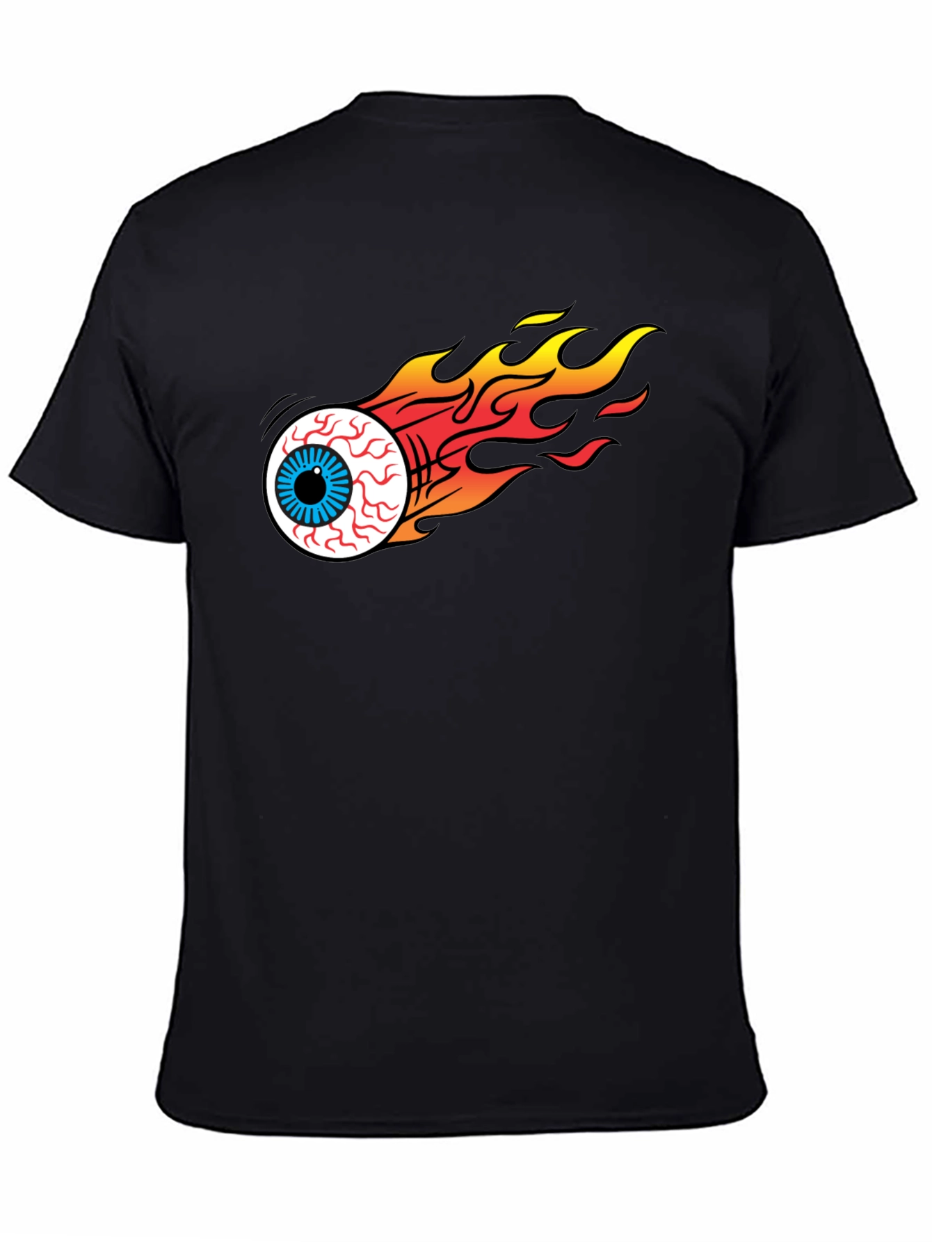 Black Flaming Eyeball Graphic Black T-Shirt view 4