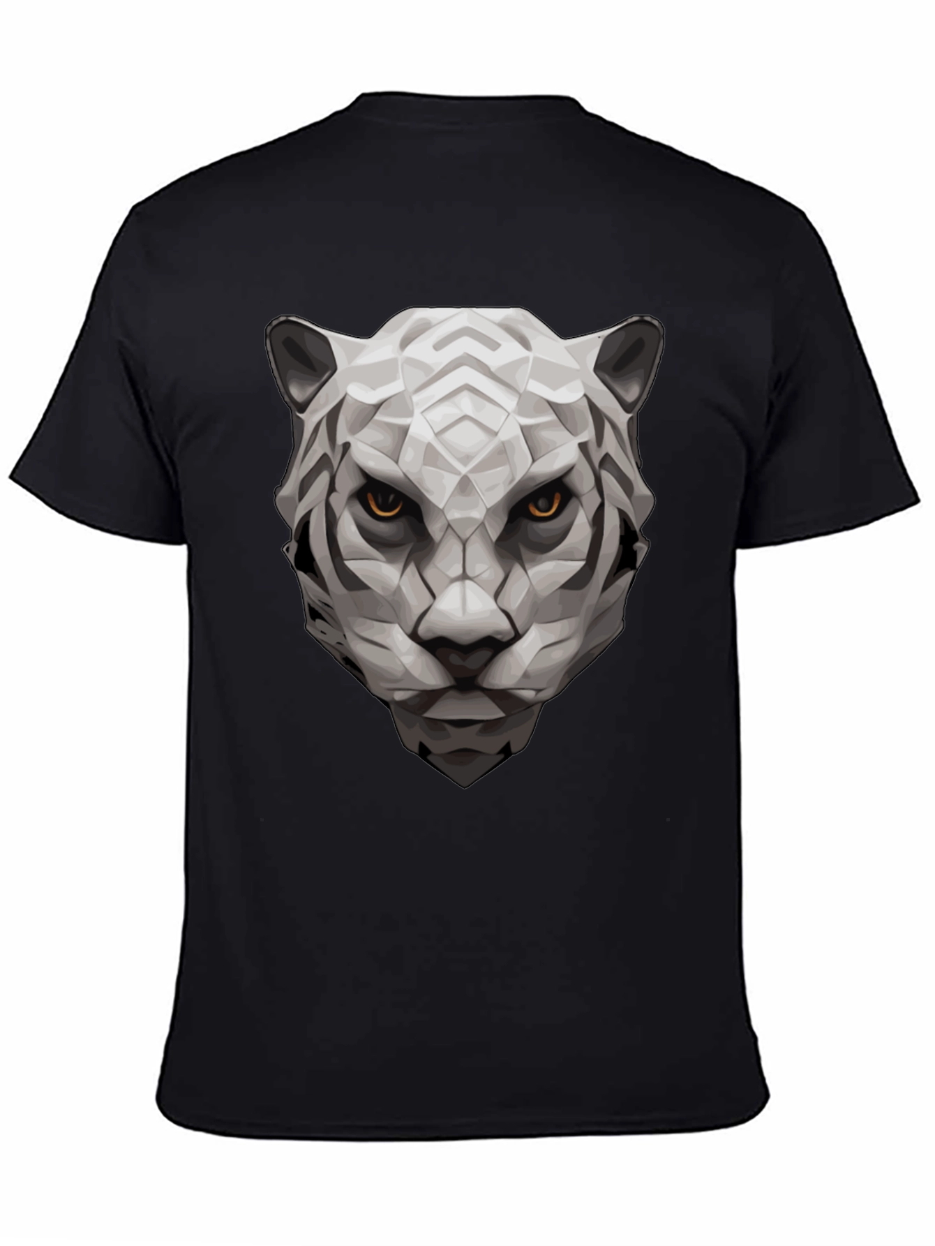 Black Geometric Tiger Graphic Tee - Black Cotton view 4