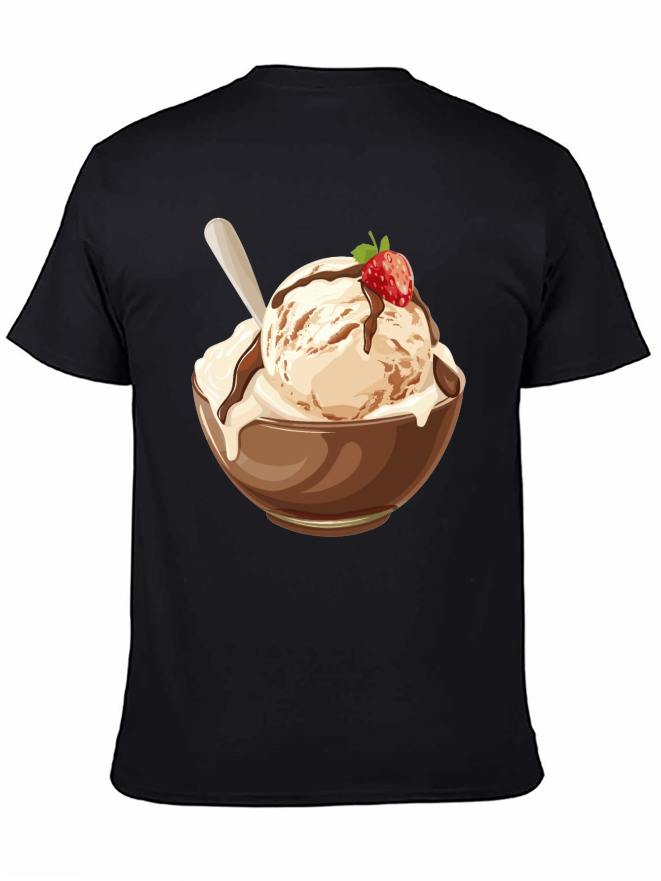 Black Ice Cream Bowl Graphic T-Shirt - Unisex Black Tee view 4