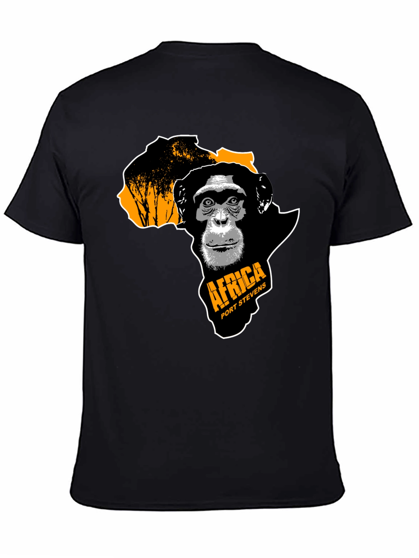 Black Africa Chimpanzee Graphic Black T-Shirt view 4