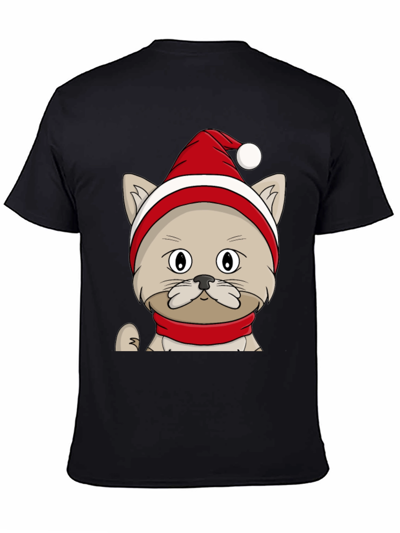 Black Festive Cat Tee - Holiday Cheer view 4