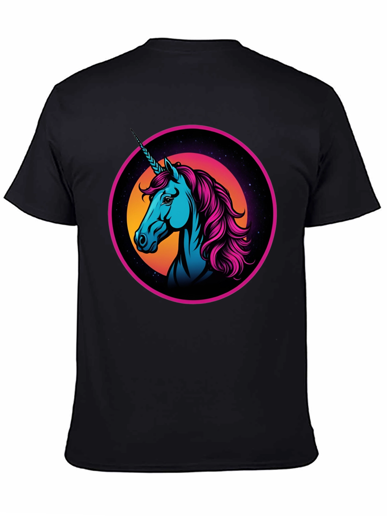 Black Retro Unicorn Graphic T-Shirt view 4