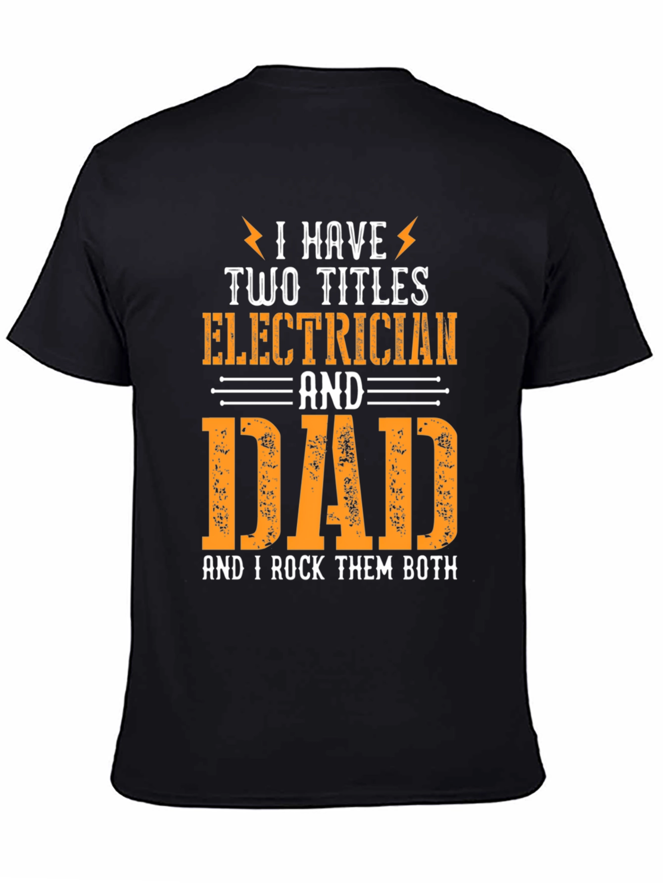 Black Electrician Dad T-Shirt: I Rock Them Both! view 4