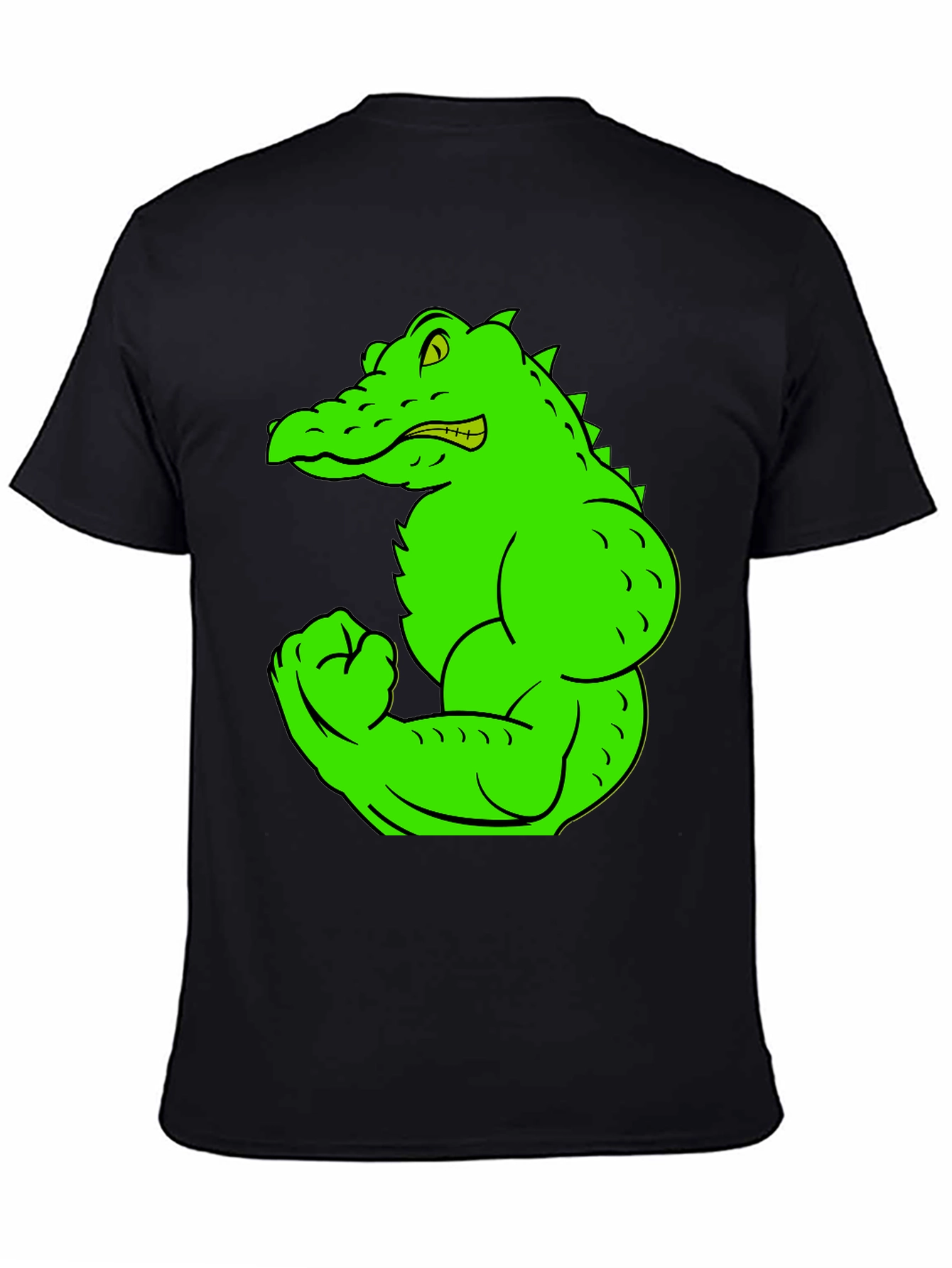 Black Muscle Gator Graphic Tee - Black Cotton T-Shirt view 4
