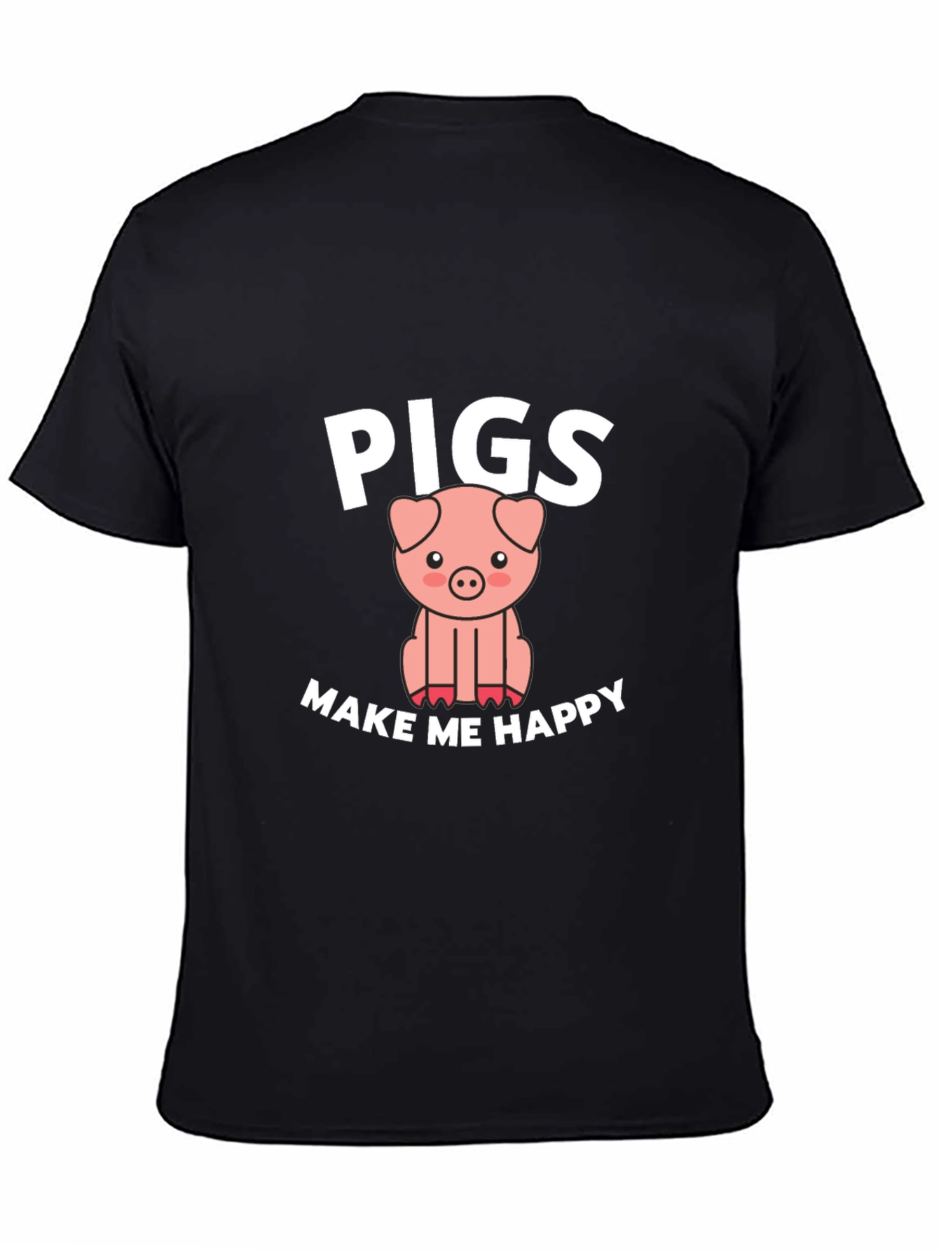 Black Pigs Make Me Happy Graphic T-Shirt view 4