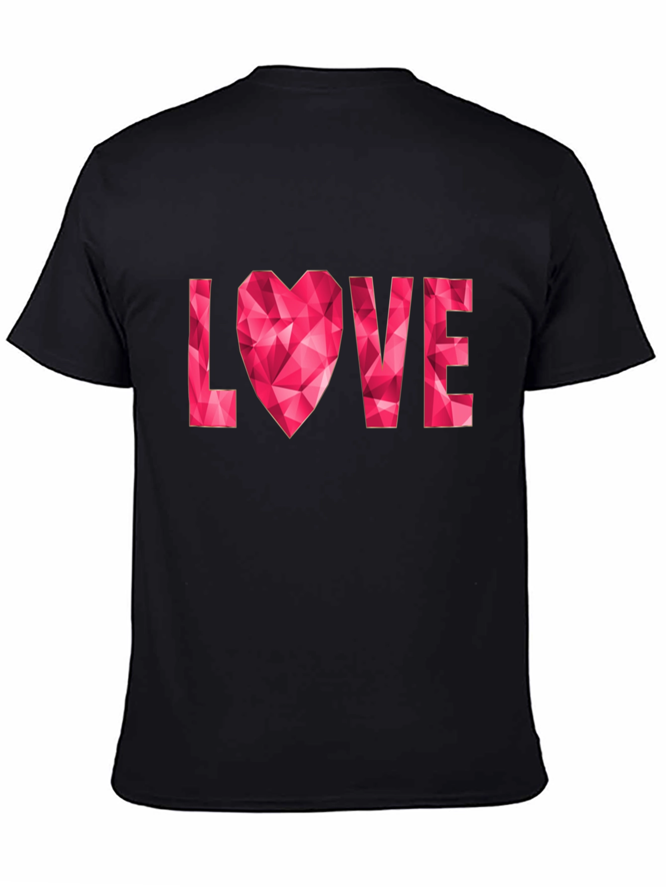 Black Geometric Heart Love Graphic Black T-Shirt view 4