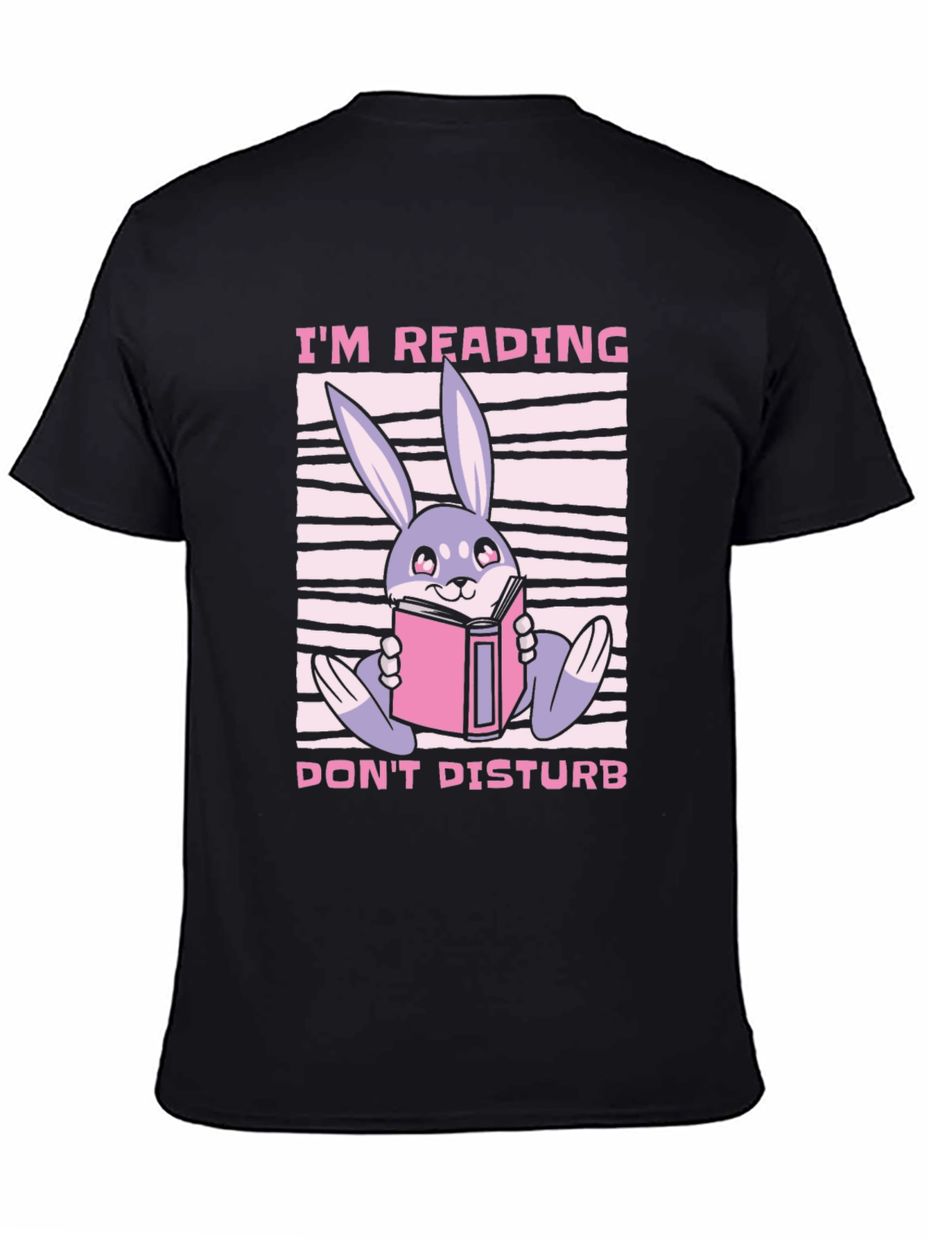 Black Reading Bunny Graphic T-Shirt - Don't Disturb view 4