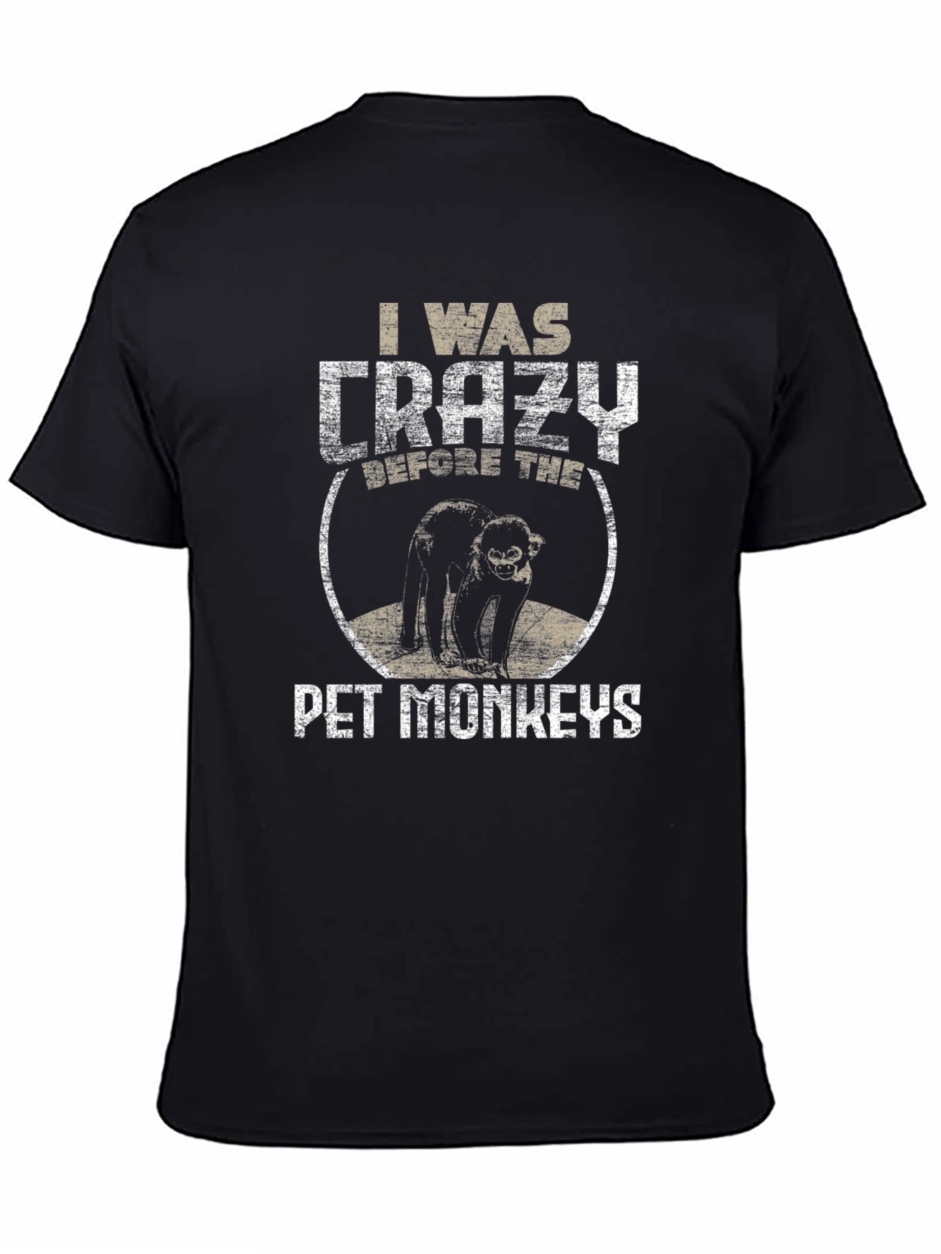 Black Crazy Before Pet Monkeys Graphic Tee view 4