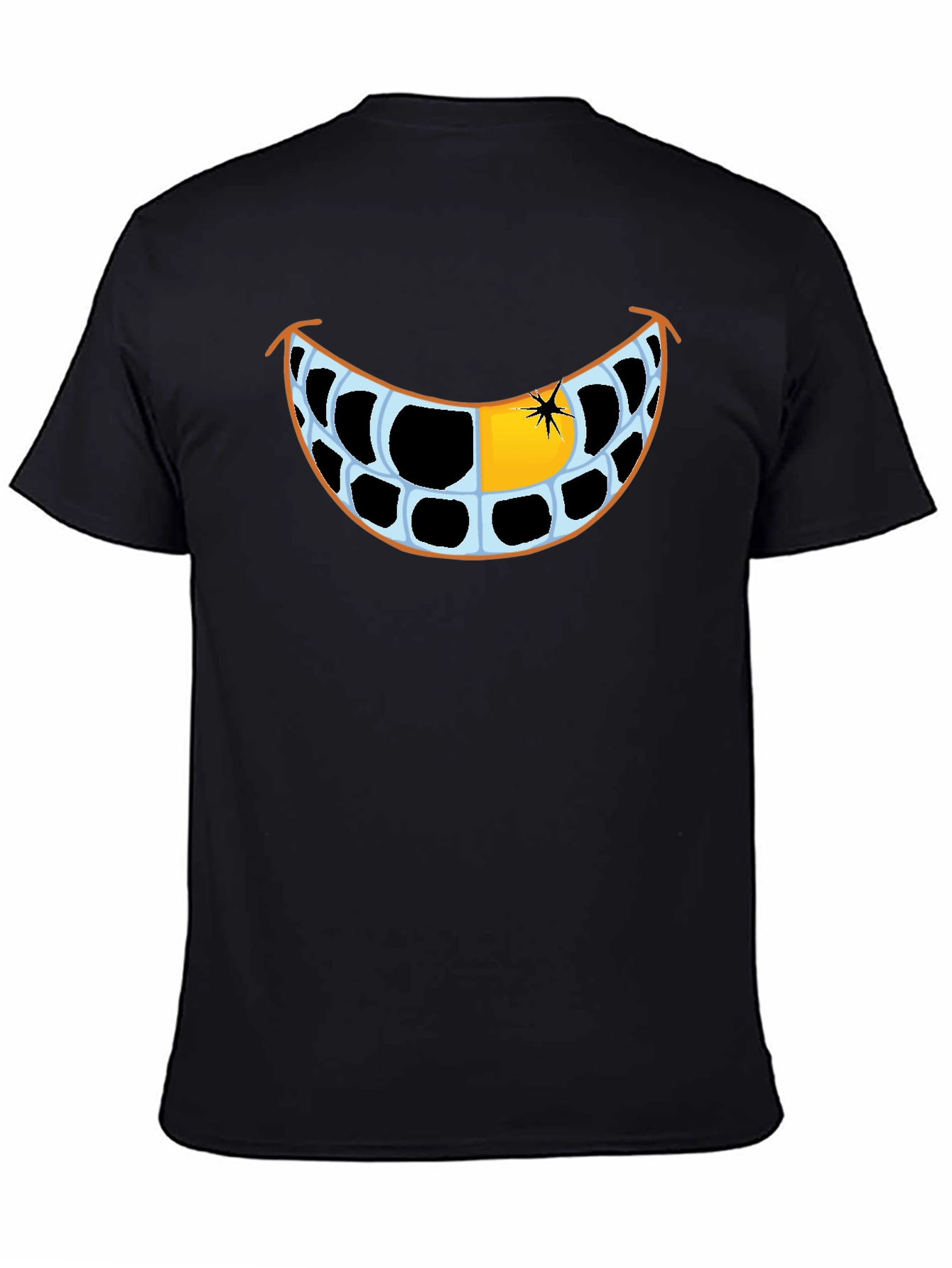 Black Funny Grinning Teeth Graphic T-Shirt view 4