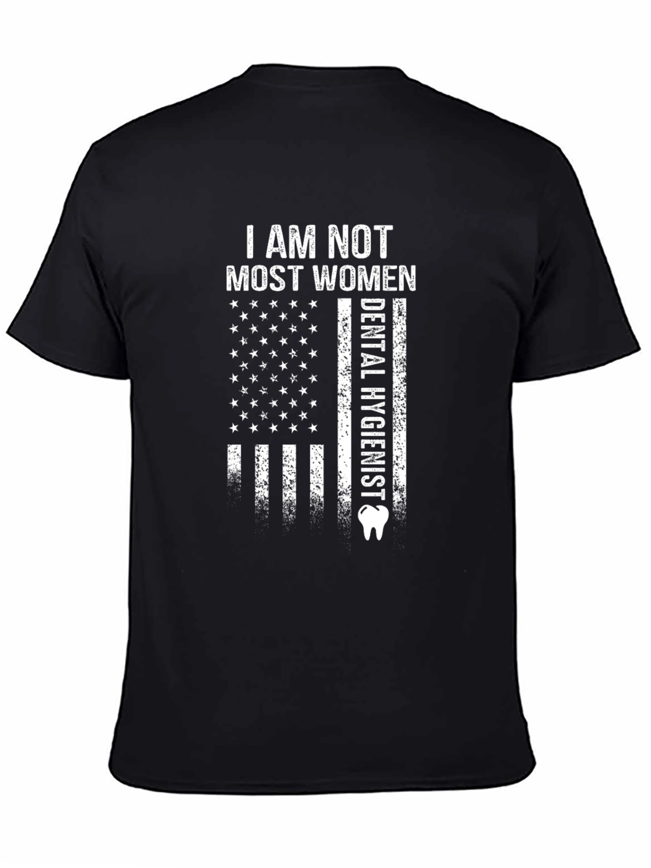 Black Dental Hygienist American Flag T-Shirt view 4