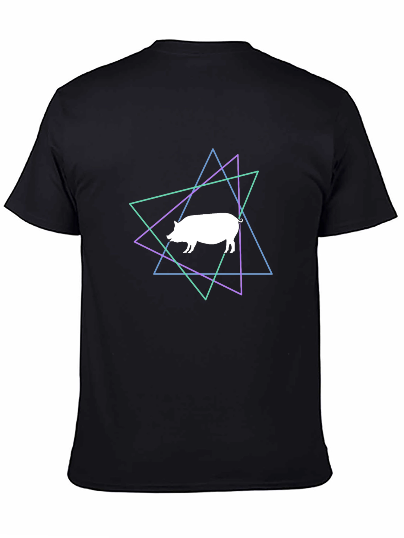 Black Neon Pig Graphic Tee - Black Cotton T-Shirt view 4