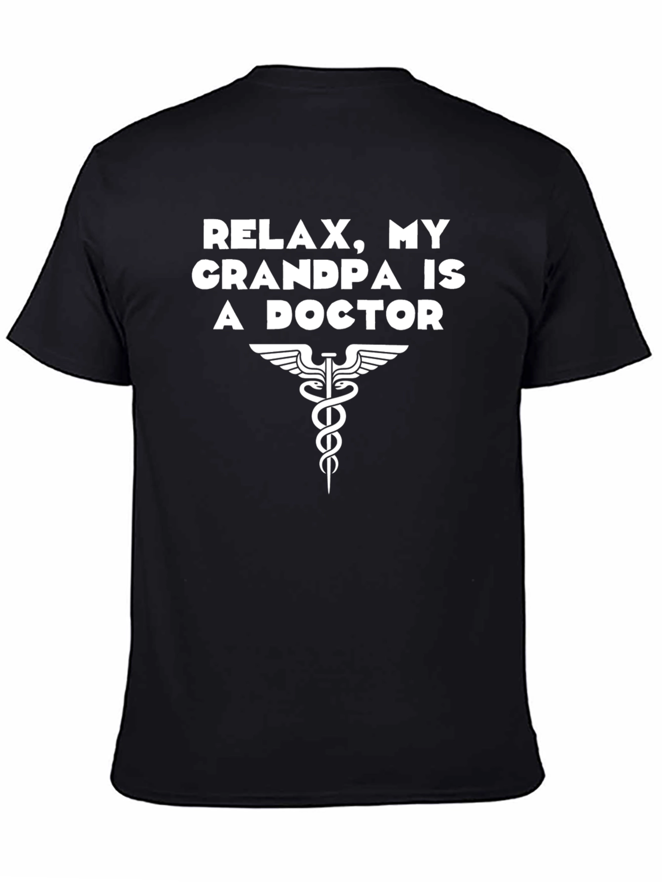 Black Relax My Grandpa is a Doctor Novelty T-Shirt view 4