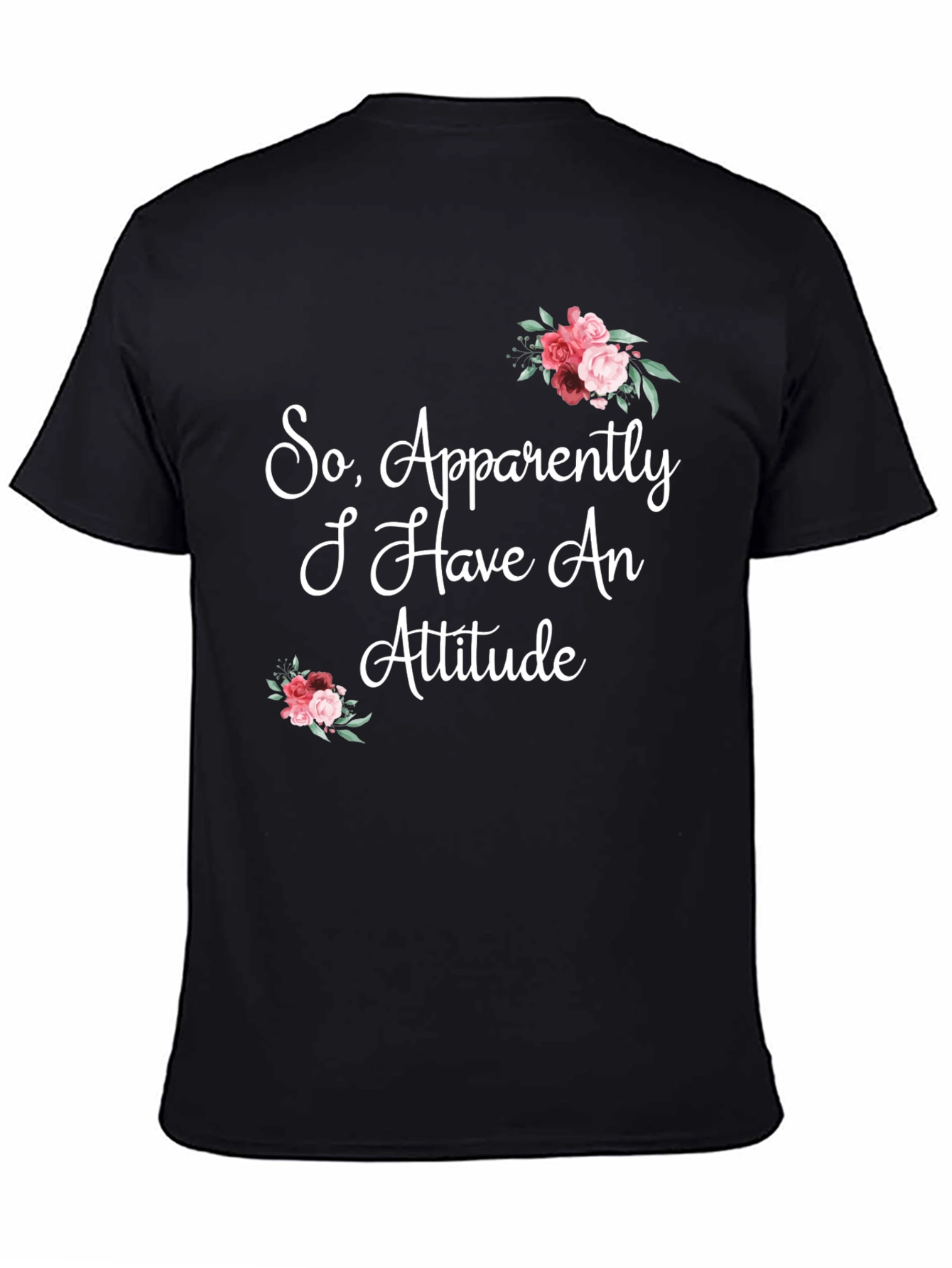 Black Funny Floral Attitude Graphic T-Shirt view 4