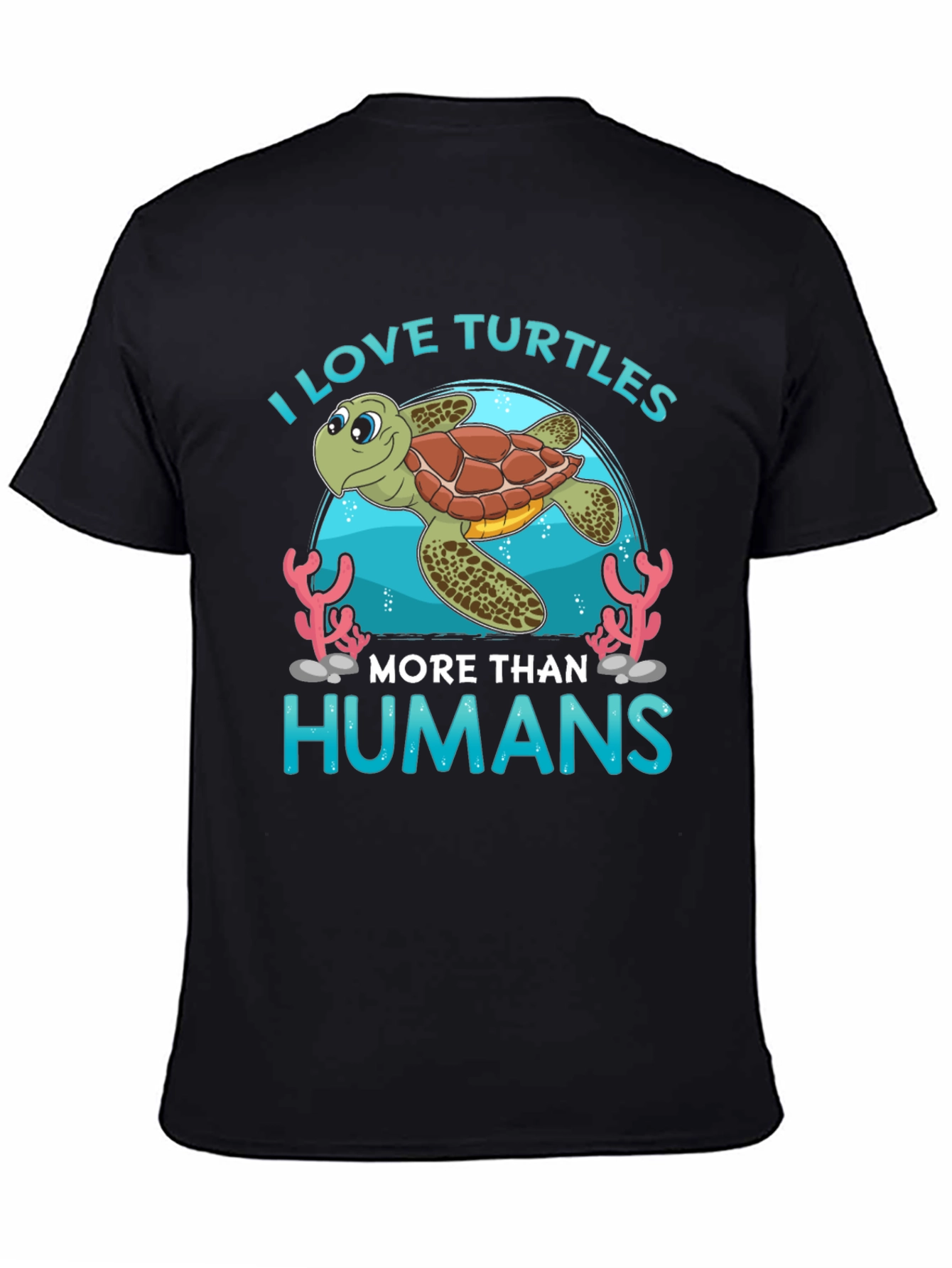Black I Love Turtles More Than Humans T-Shirt view 4