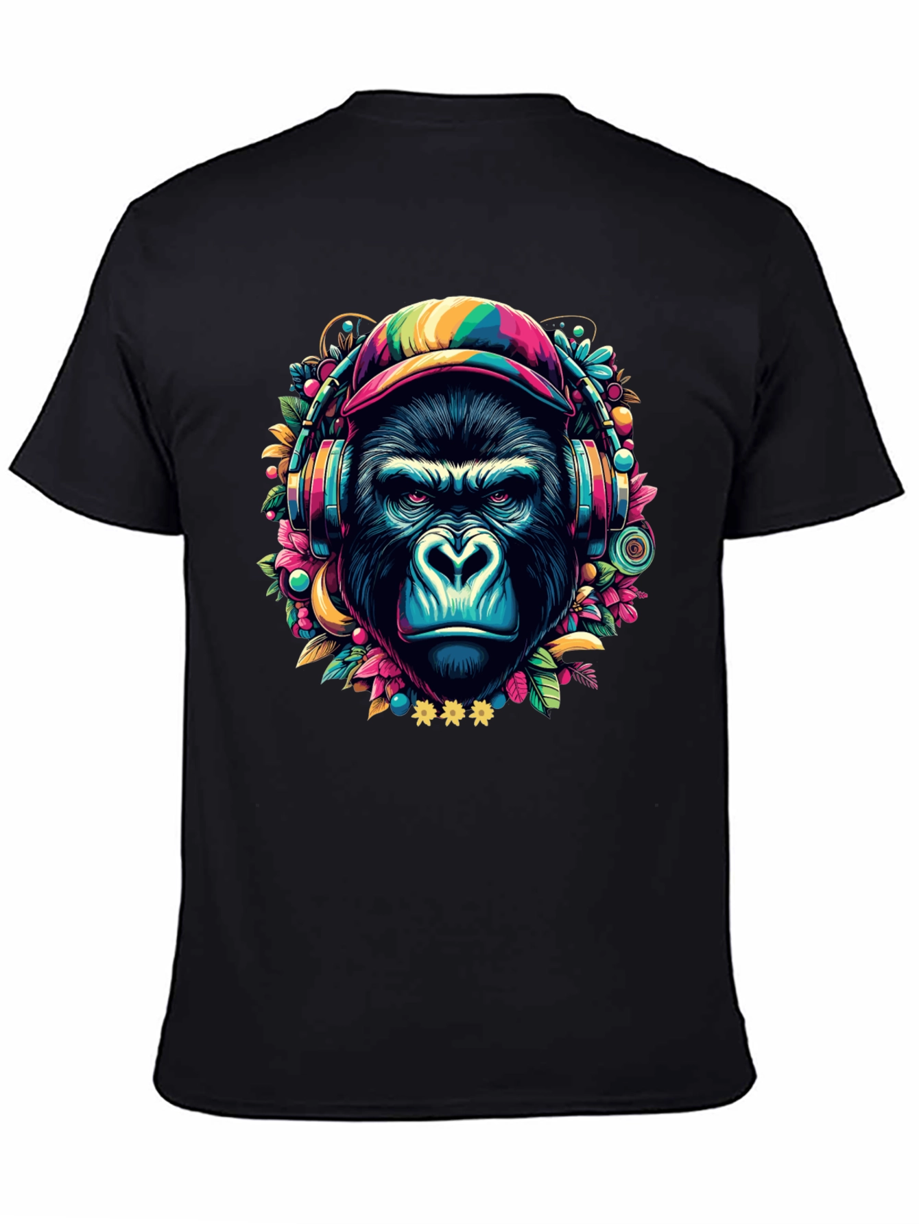 Black Gorilla DJ Graphic T-Shirt - Colorful & Unique Design view 4