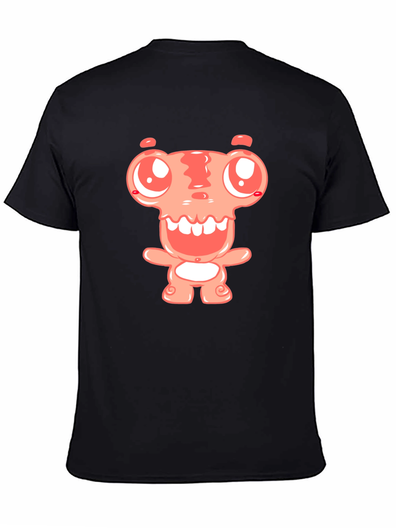 Black Cartoon Monster Graphic Tee - Black Cotton Blend Shirt view 4