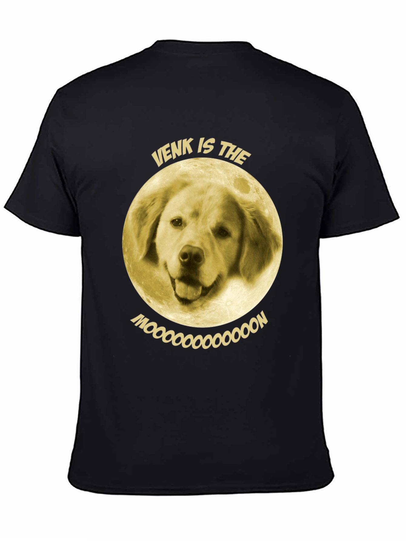 Black Venk is the Moon T-Shirt - Funny Dog Graphic Tee view 4